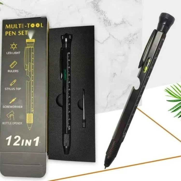 Penna multifunzione 12 in 1 con luce LED e apribottiglie
