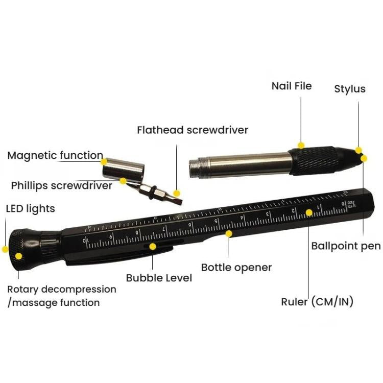 Penna multifunzione 12 in 1 con luce LED e apribottiglie