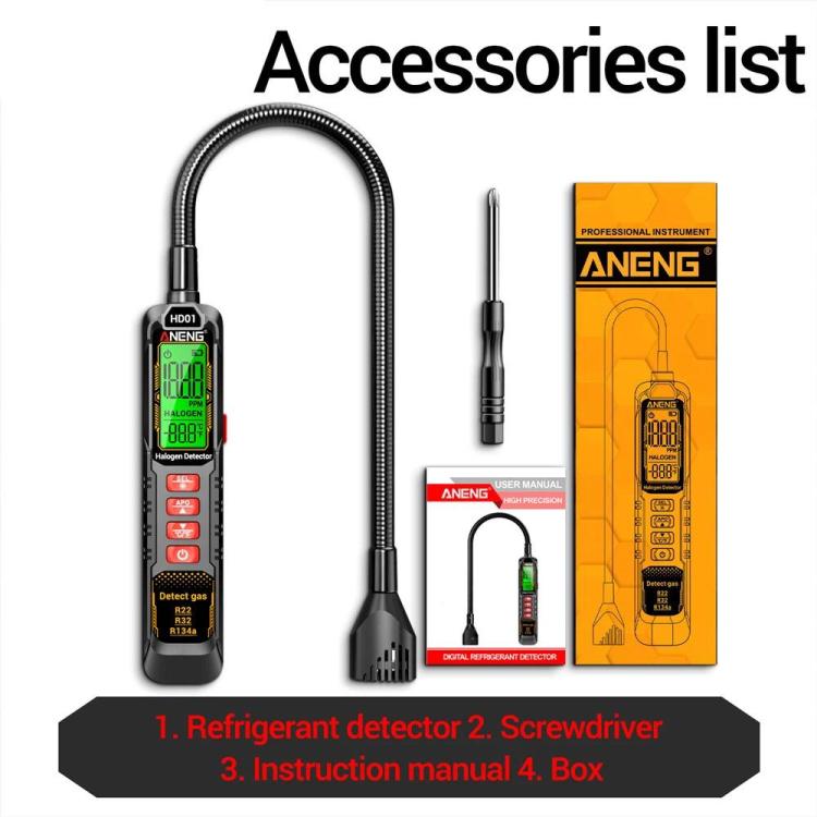 ANENG Rilevatore di perdite alogeni per auto refrigerante per condizionatore d'aria, Battery, Rechargeable