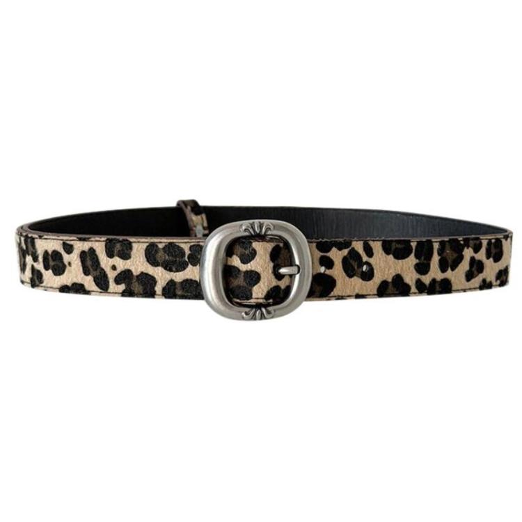 Cintura in pelle sintetica con stampa leopardata 105 cm