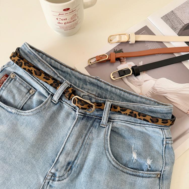 Cintura sottile in PU con dettagli denim da donna