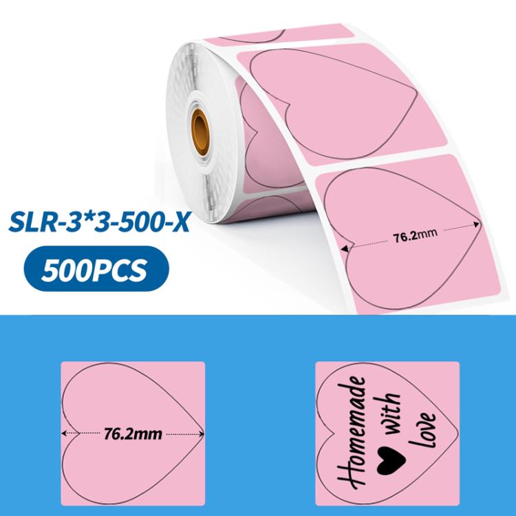 Etichette termiche Phomemo da 3 pollici, confezione da 500 pezzi, per stampanti PM241-BT/PM246S/D520-BT., White Bottom Blue Text, Pink Bottom Black Text, Mixed Dyes