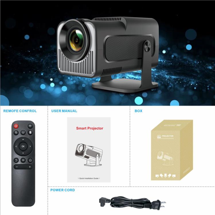 Proiettore portatile HY320 Mini Android 11 4K HD con WiFi 6, Bluetooth, rotazione a 180 gradi e mirroring dello schermo wireless., UK Plug, US Plug, EU Plug