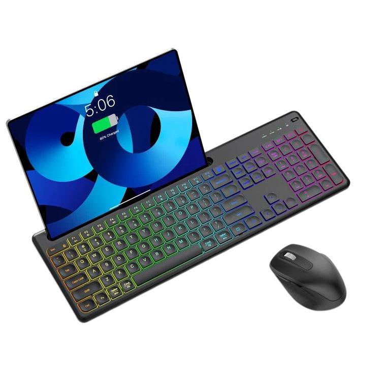 Set tastiera e mouse wireless con slot per smartphone