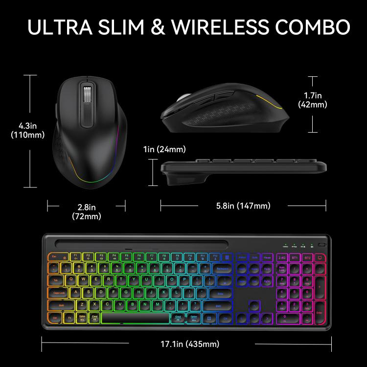 Set tastiera e mouse wireless con slot per smartphone