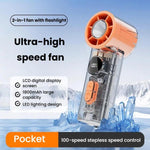 Ventilatore portatile silenzioso S8 ad alta velocità con display digitale e funzione di raffreddamento a ghiaccio.