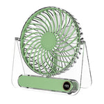 JP-08 Mini ventilatore da tavolo ultrasottile, silenzioso, con display digitale trasparente, ideale per ufficio.