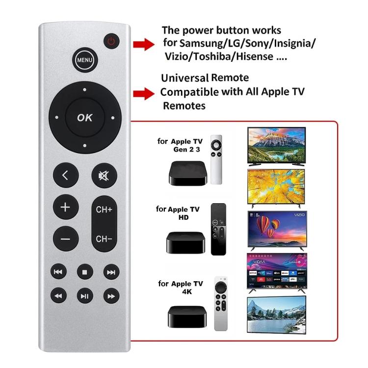 Telecomando di ricambio per tutti i modelli di Apple TV, compatibile con Apple TV 4K/HD/Gen 2/3/4/5/6/7., For All Apple TV Models
