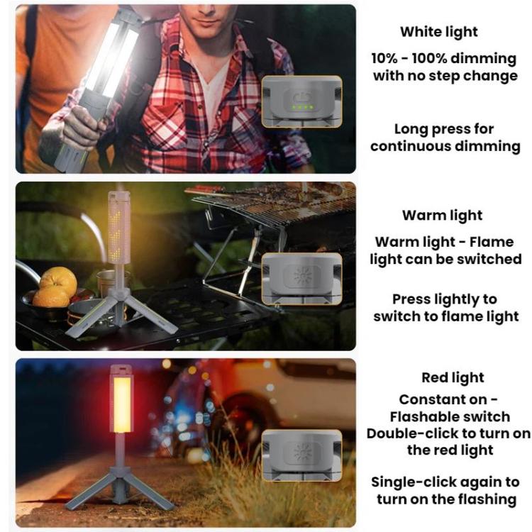 Lampada campeggio pieghevole 720° LED 20W con batteria