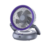 Ventilatore pieghevole con indicatore di batteria, per uso domestico, da tavolo e a parete, con luce LED.