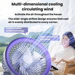 Ventilatore pieghevole con indicatore di batteria, per uso domestico, da tavolo e a parete, con luce LED.