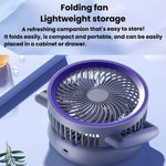 Ventilatore pieghevole con indicatore di batteria, per uso domestico, da tavolo e a parete, con luce LED.