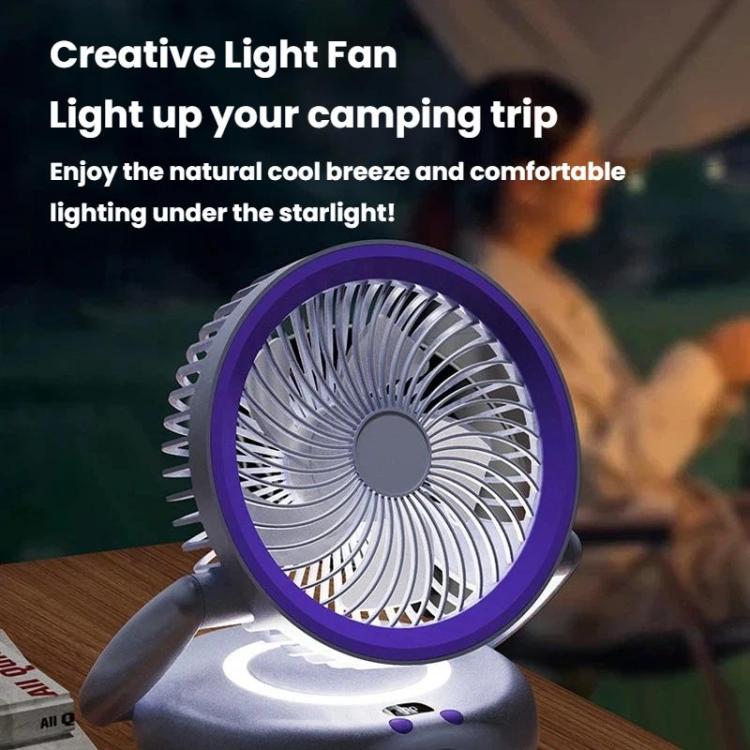 Ventilatore pieghevole con indicatore di batteria, per uso domestico, da tavolo e a parete, con luce LED.
