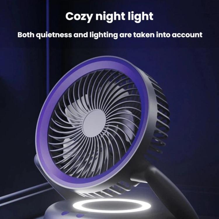 Ventilatore pieghevole con indicatore di batteria, per uso domestico, da tavolo e a parete, con luce LED.