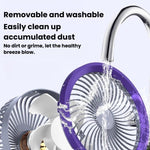Ventilatore pieghevole con indicatore di batteria, per uso domestico, da tavolo e a parete, con luce LED.