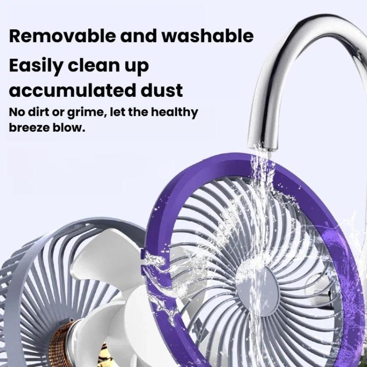 Ventilatore pieghevole con indicatore di batteria, per uso domestico, da tavolo e a parete, con luce LED.
