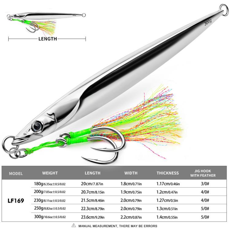 Esca artificiale verticale per jigging con doppio amo 180-300g