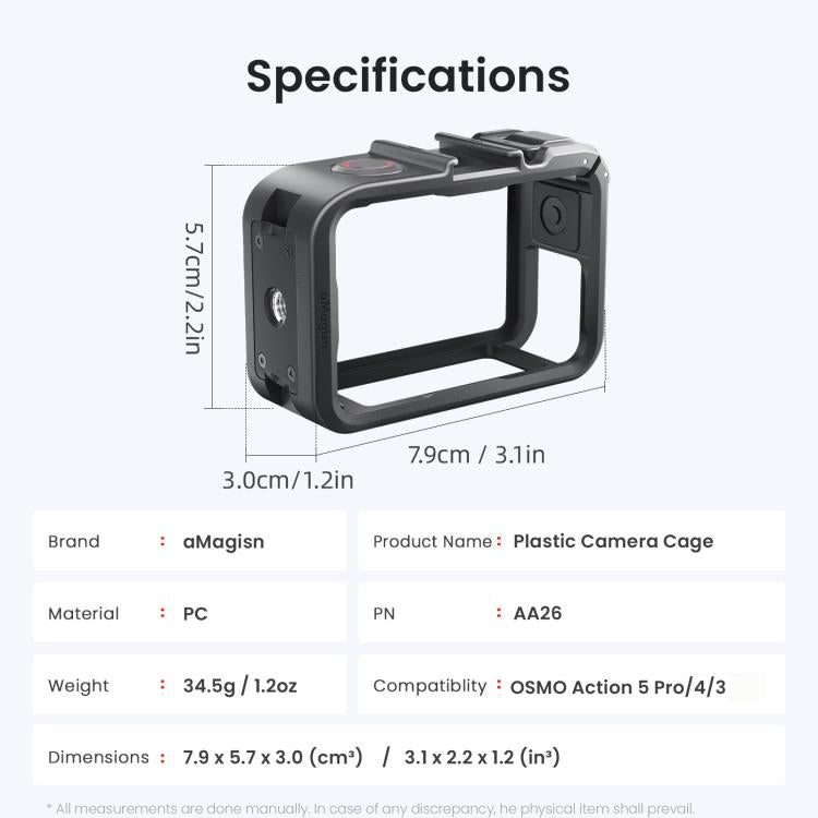 Gabbia in policarbonato per DJI Action 5 Pro 4 3