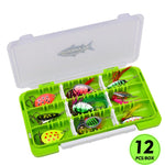 Set 12 esche spinnerbait da pesca con ami tripli