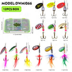 Set 12 esche spinnerbait da pesca con ami tripli
