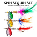 Set 12 esche spinnerbait da pesca con ami tripli