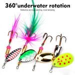 Set 12 esche spinnerbait da pesca con ami tripli