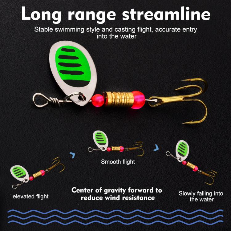 Set 12 esche spinnerbait da pesca con ami tripli