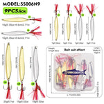 Set esche artificiali PROBEROS 9 pezzi cucchiaini pesca