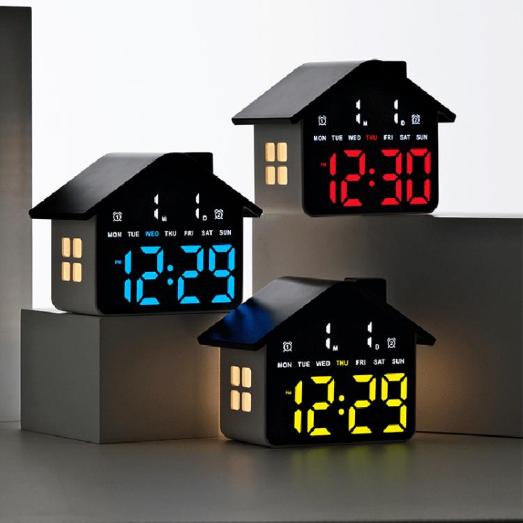 Sveglia digitale a forma di casa con luce notturna e doppia svegl