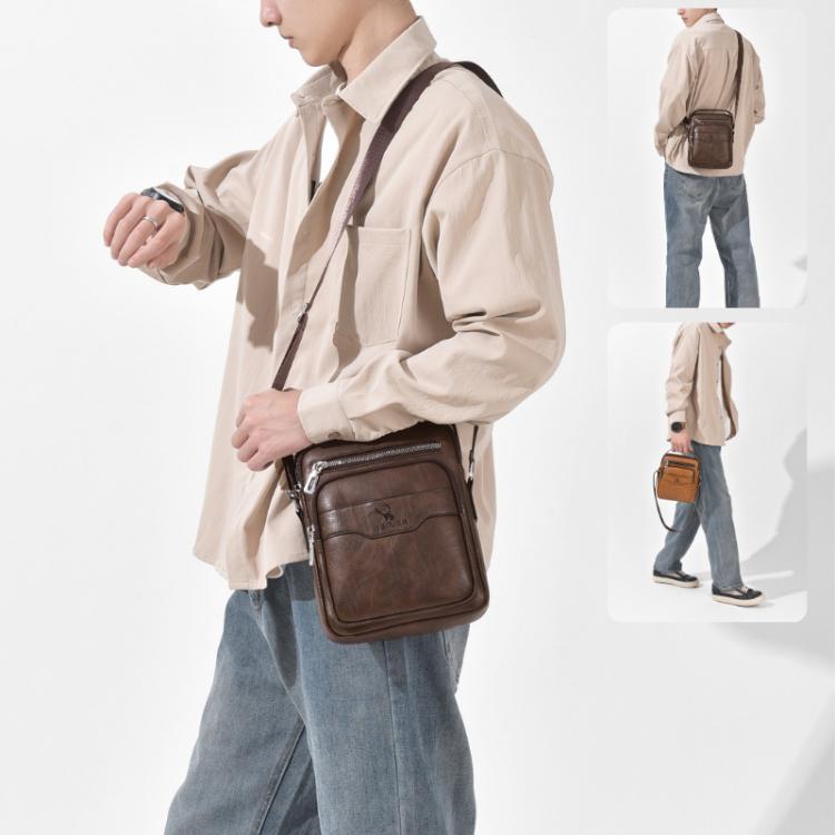 Borsa a tracolla verticale uomo in pelle PU 25x21x8 cm