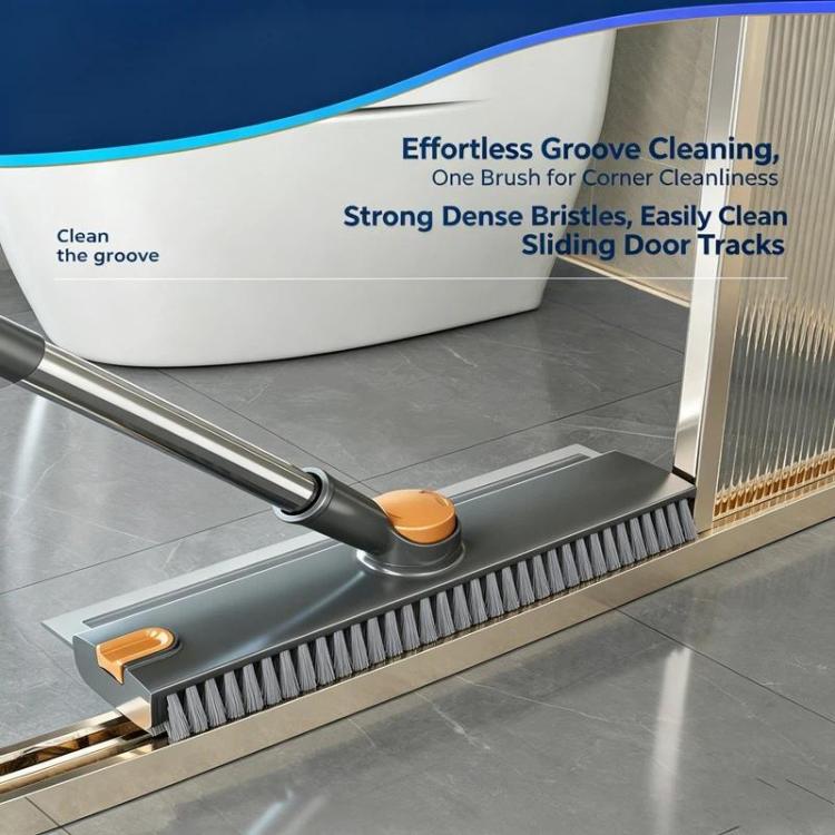 Spazzola pavimenti 2 in 1 con manico lungo e tergivetro