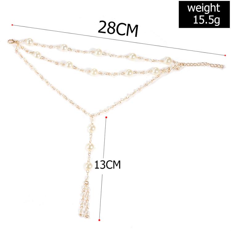 Cavigliera multistrato con perle bianca regolabile