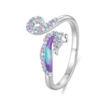 Anello regolabile cavalluccio marino placcato oro bianco