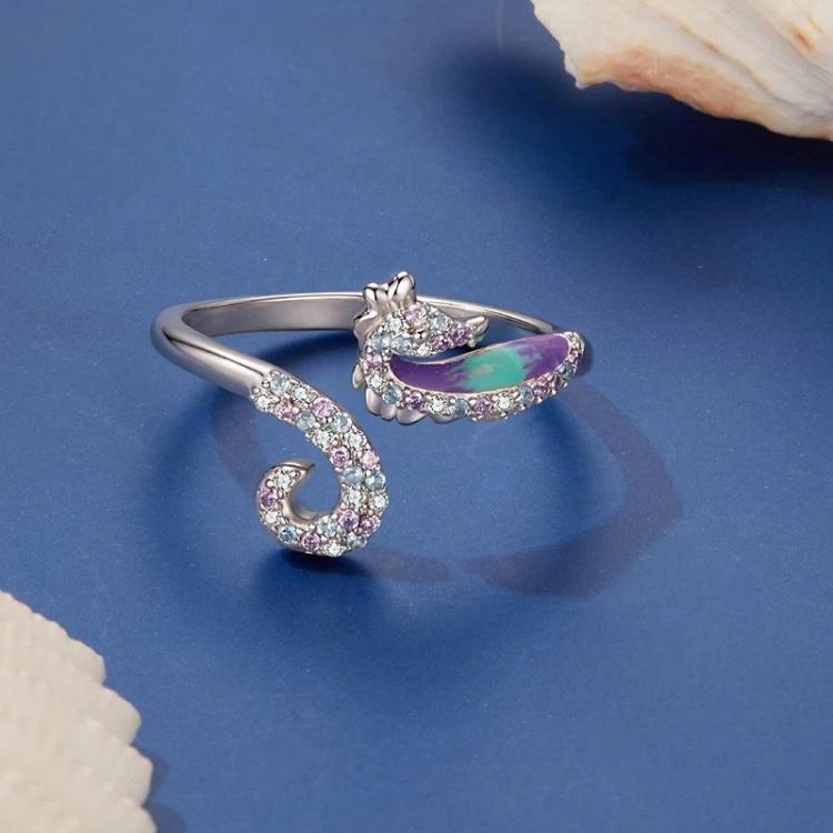 Anello regolabile cavalluccio marino placcato oro bianco