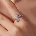 Anello regolabile cavalluccio marino placcato oro bianco