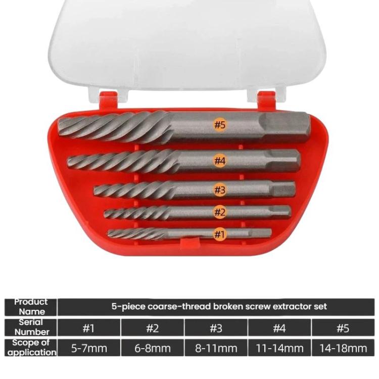 Set attrezzi estrazione viti rotte 6 pezzi