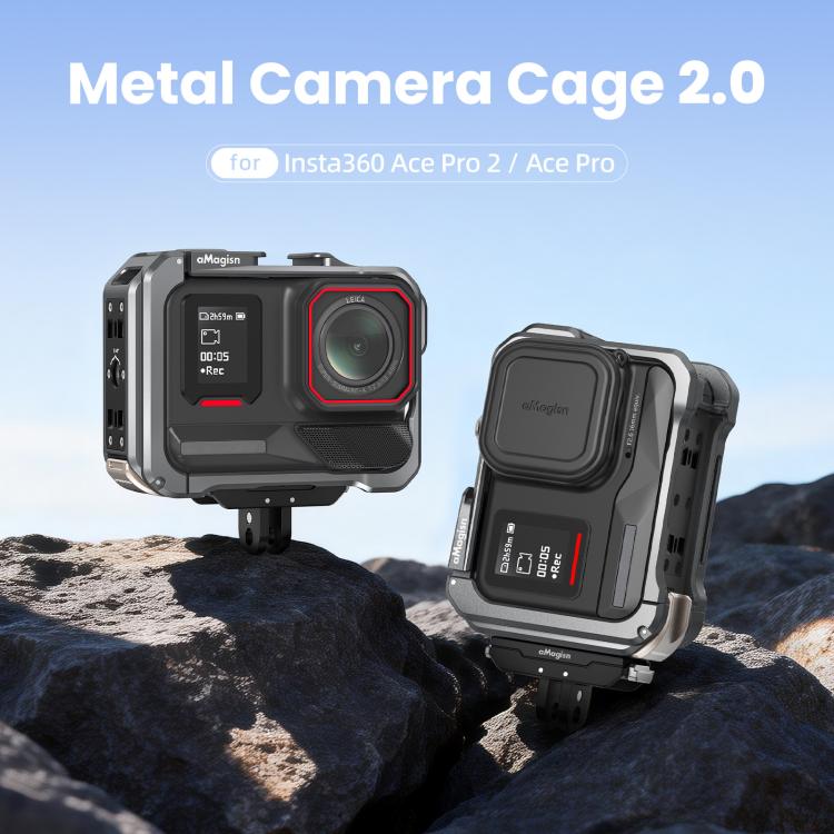 Gabbia in metallo per Insta360 Ace Pro 2 con attacco slitta
