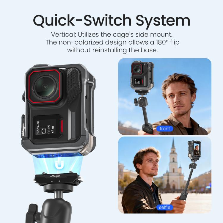 Gabbia in metallo per Insta360 Ace Pro 2 con attacco slitta