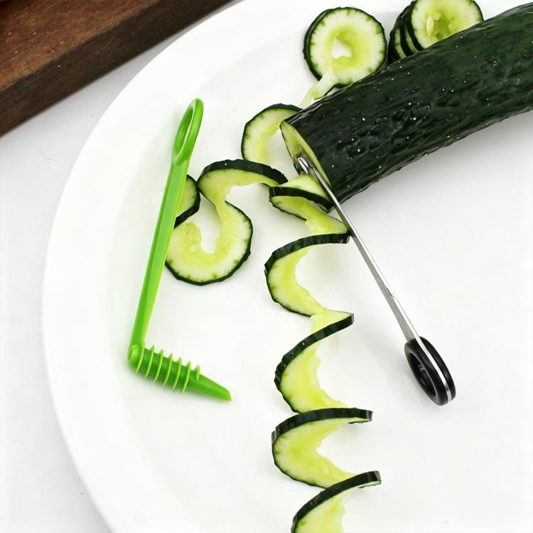 Set 2 affetta-cetrioli a spirale LsCook in acciaio e plastica