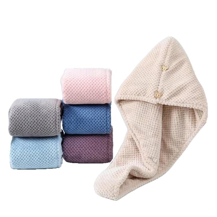 Cuffia asciugatura capelli in pile di corallo