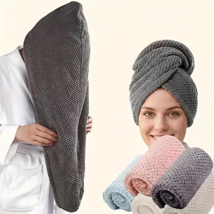 Cuffia asciugatura capelli in pile di corallo