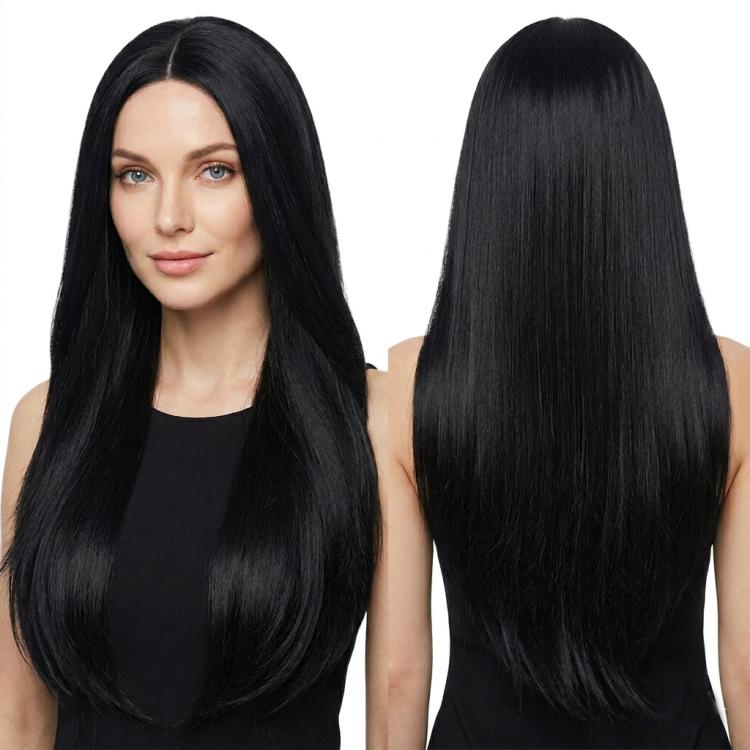 Parrucca lunga liscia da cosplay 80 cm con riga centrale