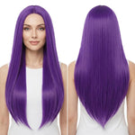 Parrucca lunga liscia da cosplay 80 cm con riga centrale