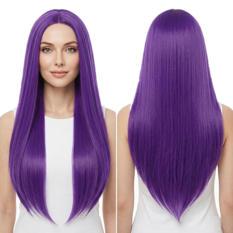 Parrucca lunga liscia da cosplay 80 cm con riga centrale