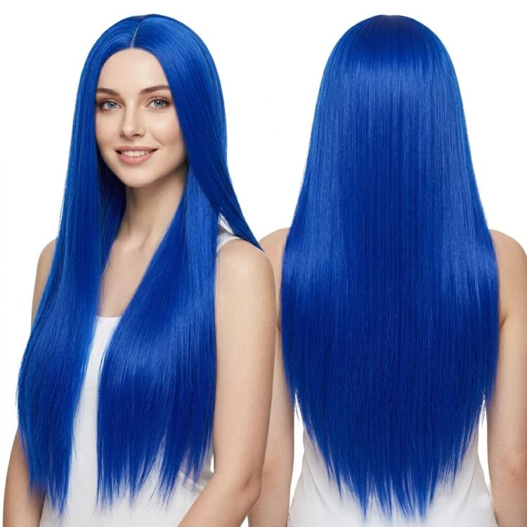 Parrucca lunga liscia da cosplay 80 cm con riga centrale