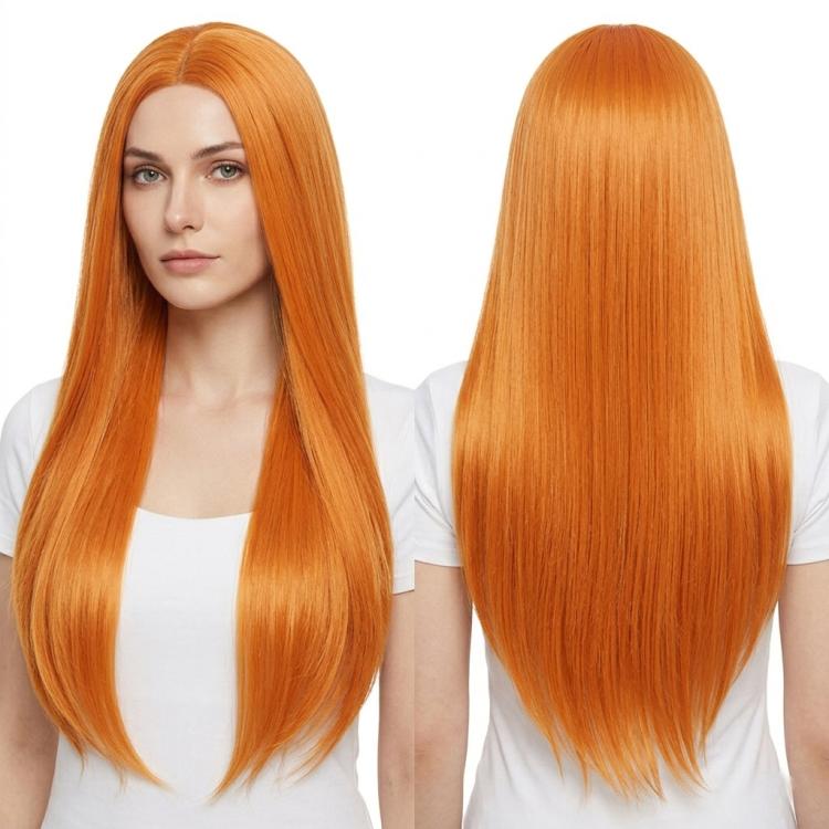 Parrucca lunga liscia da cosplay 80 cm con riga centrale