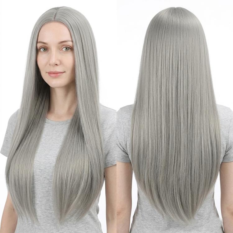Parrucca lunga liscia da cosplay 80 cm con riga centrale