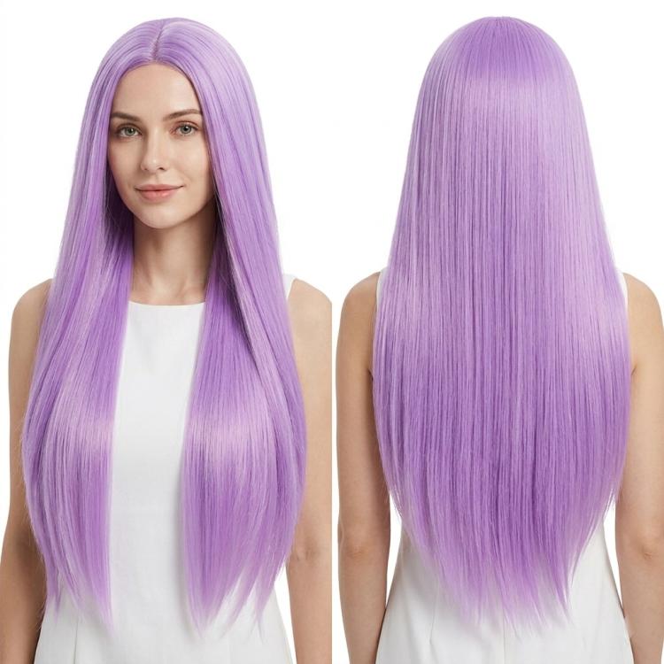Parrucca lunga liscia da cosplay 80 cm con riga centrale