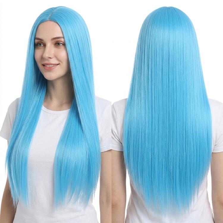 Parrucca lunga liscia da cosplay 80 cm con riga centrale