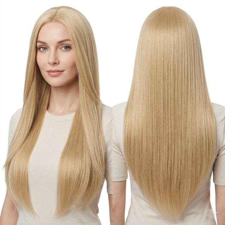 Parrucca lunga liscia da cosplay 80 cm con riga centrale